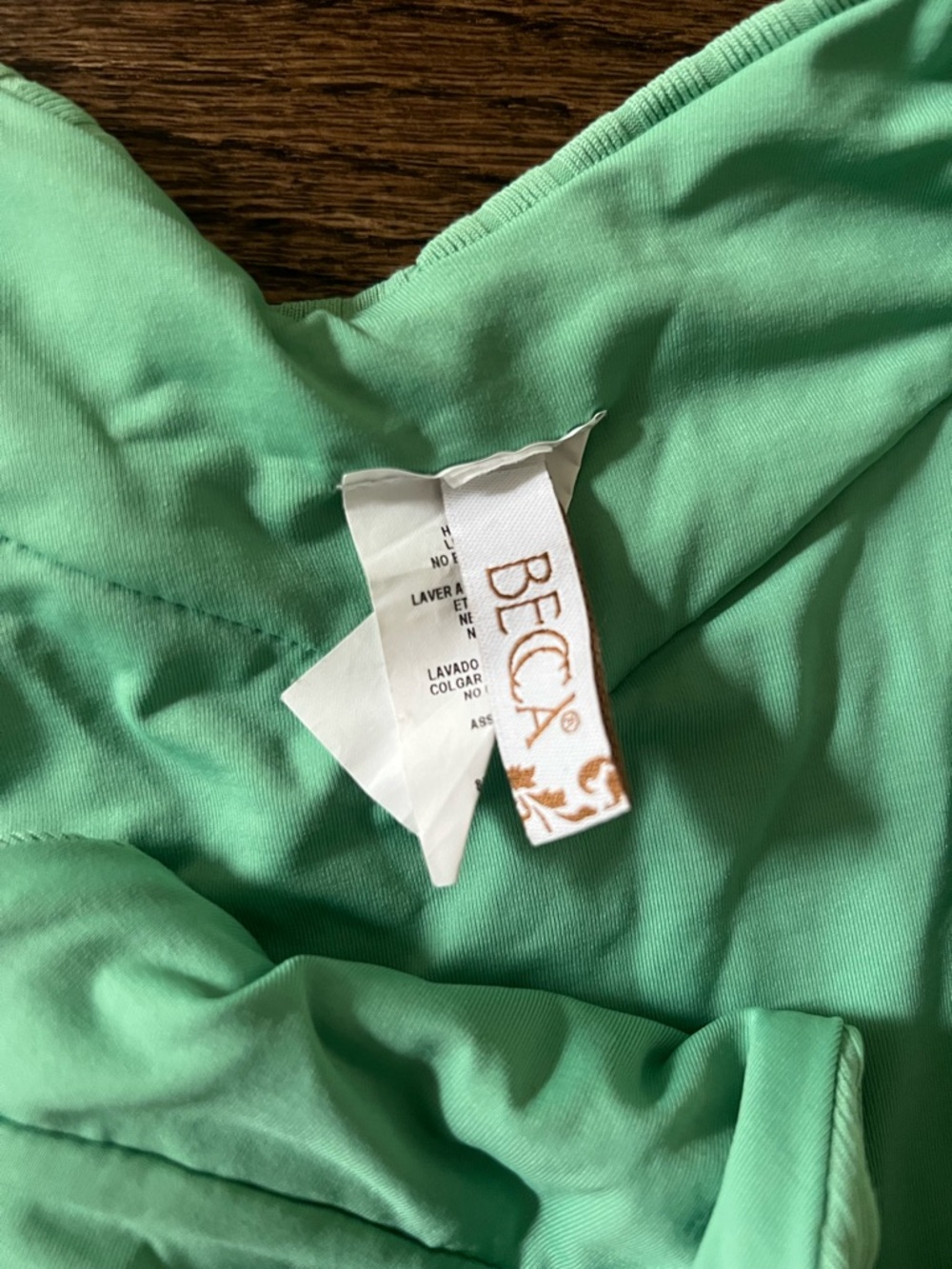 BECCA Ribbed Green Triangle Bikini - Picture 2 of 8